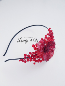 CORDELUTA ROȘIE, BENTIȚĂ CU CRISTALE ROȘII, BIJUTERII PAR CU FLORI, ACCESORII LOVELY 4 U, CADOU HANDMADE PENTRU FEMEI, CADOURI PENTRU FEMEI, ACCESORII,  CODELUTE PENTRU FETIȚE, ACCESORII HANDMADE IN ROMANIA, ACCESORIU UNICAT [3]