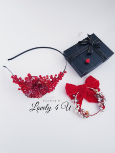 CORDELUTA ROȘIE, BENTIȚĂ CU CRISTALE ROȘII, BIJUTERII PAR CU FLORI, ACCESORII LOVELY 4 U, CADOU HANDMADE PENTRU FEMEI, CADOURI PENTRU FEMEI, ACCESORII,  CODELUTE PENTRU FETIȚE, ACCESORII HANDMADE IN ROMANIA, ACCESORIU UNICAT [9]