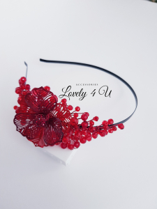 CORDELUTA ROȘIE, BENTIȚĂ CU CRISTALE ROȘII, BIJUTERII PAR CU FLORI, ACCESORII LOVELY 4 U, CADOU HANDMADE PENTRU FEMEI, CADOURI PENTRU FEMEI, ACCESORII,  CODELUTE PENTRU FETIȚE, ACCESORII HANDMADE IN ROMANIA, ACCESORIU UNICAT [1]