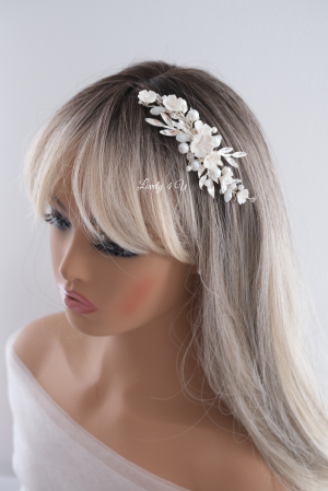 Diadema cu flori, PIEPTAN MIREASA, DIADEMA MIREASA, ACCESORIU PAR MIREASA, ACCESORII DE PAR MIRESE, ACCESORII NUNTA, ACCESORII CU PERLE, DIADEMA CU PERLE, PIEPTAN VOAL MIREASA, BIJUTERII PAR MIREASA, [8]
