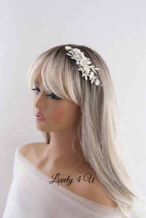 Diadema cu flori, PIEPTAN MIREASA, DIADEMA MIREASA, ACCESORIU PAR MIREASA, ACCESORII DE PAR MIRESE, ACCESORII NUNTA, ACCESORII CU PERLE, DIADEMA CU PERLE, PIEPTAN VOAL MIREASA, BIJUTERII PAR MIREASA, [10]