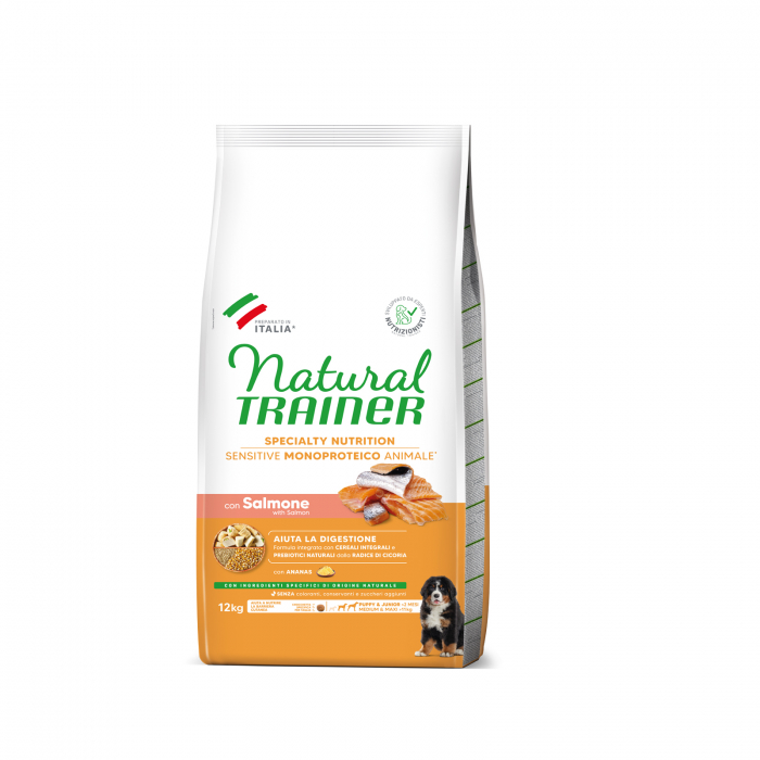 Natural Trainer – Sensitive – Dog Medium&Maxi Puppy&Junior Sensitive No Gluten cu Somon- 12 kg [1]