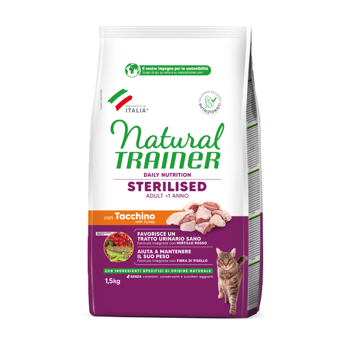 Natural Trainer – Sterilizat – Cat Adult Sterilizat cu carne proaspătă de Curcan 1,5kg [1]