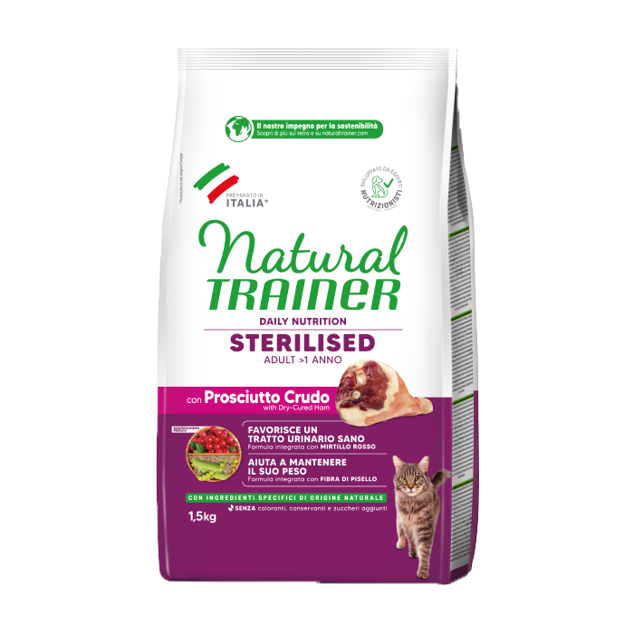 Natural Trainer – Sterilizat – Cat Adult Sterilizat cu Prosciutto Crudo 1,5 kg [1]