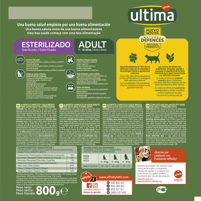Ultima - Pisică Adultă Sterilizată cu Carne de Vită 800g [3]