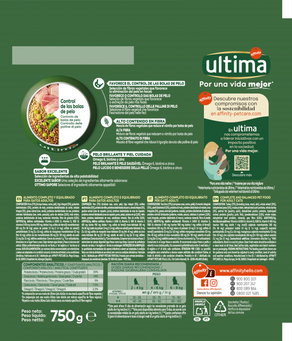Ultima - Pisică Adultă Hairball cu Carne de Curcan 750 g [2]