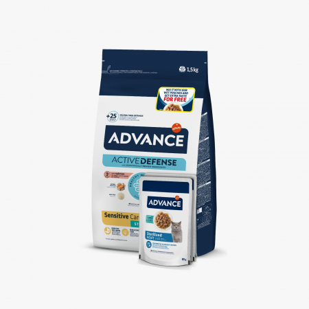 Advance Pisici - ADVANCE CAT STERIL. SOMON SENSITIVE 1.5 KG + 2 WET STERIL. COD