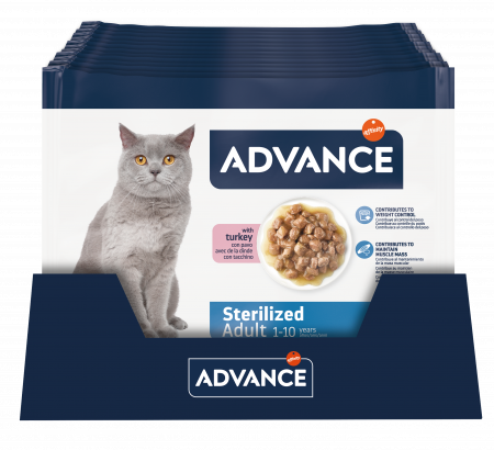 Pisici - Advance Wet Adult Sterilizat Multipack – Cu Curcan
