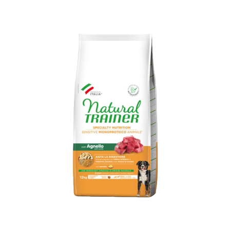 Câini - Natural Trainer – Sensitive – Dog Medium&Maxi Adult Sensitive No Gluten cu Miel - 12 kg