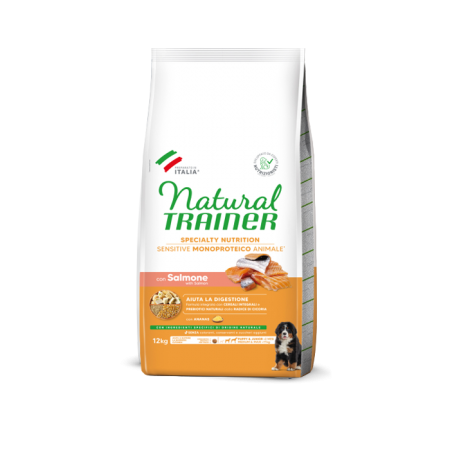 Câini - Natural Trainer – Sensitive – Dog Medium&Maxi Puppy&Junior Sensitive No Gluten cu Somon- 12 kg