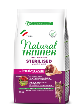 Natural Trainer Pisici - Natural Trainer – Sterilizat – Cat Adult Sterilizat cu Prosciutto Crudo 1,5 kg