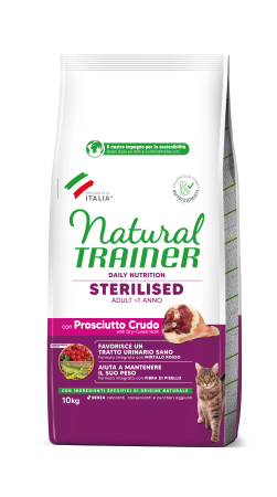 Pisici - Natural Trainer – Sterilizat – Cat Adult Sterilizat cu Prosciutto Crudo 10 kg
