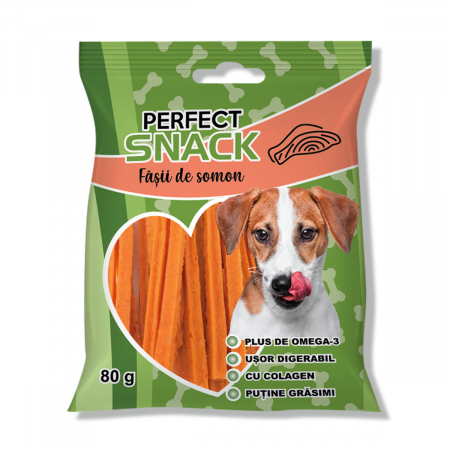 Recompense, biscuiți & snacks Câini - Perfect Snack  Fâșii de somon – 80 g