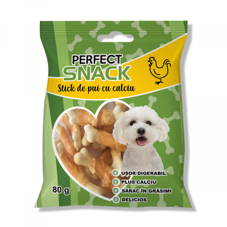 Recompense, biscuiți & snacks Câini - Perfect Snack  Stick de pui și calciu – 80 g