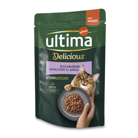 Ultima Pisici - Ultima Plic - Pisică Adultă Sterilizată Fit & Delicious cu Vită în sos 85g