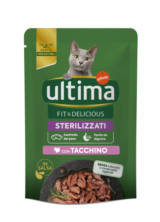 Pisici - Ultima Plic - Pisică Adultă Sterilizată Fit & Delicious cu Curcan în sos 85g