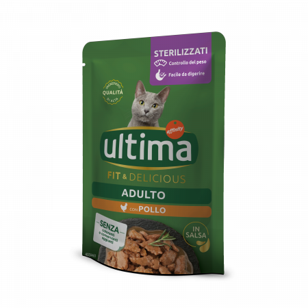 Brand Pisici - Ultima Wet - Pisică Adultă Sterilizată Fit & Delicious cu pui în sos 85g