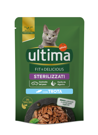Import - Ultima Plic - Pisică Adultă Sterilizată Fit & Delicious cu Păstrăv în sos 85g