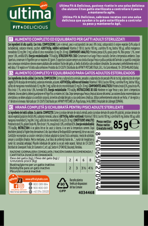 Ultima Plic - Pisică Adultă Sterilizată Fit & Delicious cu Păstrăv în sos 85g [1]