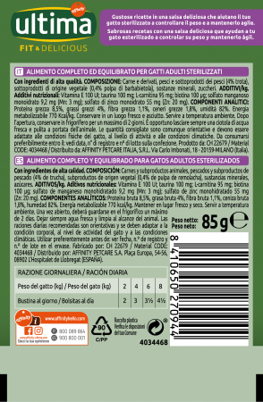 Ultima Wet - Pisică Adultă Sterilizată Fit & Delicious cu păstrăv în sos 85g [1]