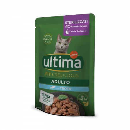 Brand Pisici - Ultima Wet - Pisică Adultă Sterilizată Fit & Delicious cu păstrăv în sos 85g