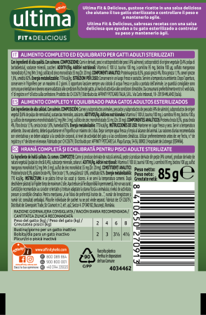 Ultima Plic - Pisică Adultă Sterilizată Fit & Delicious cu Somon în sos 85g [1]