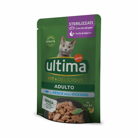 Brand Pisici - Ultima Wet - Pisică Adultă Sterilizată Fit & Delicious cu pește oceanic în sos 85g