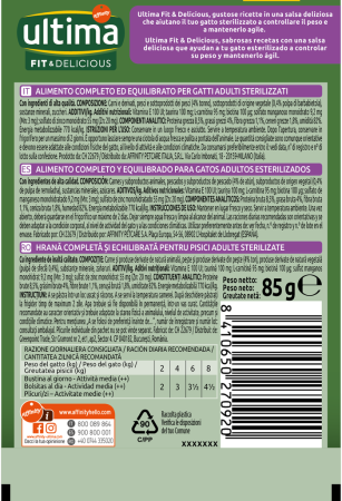 Ultima Plic - Pisică Adultă Sterilizată Fit & Delicious cu Ton în sos 85g [1]