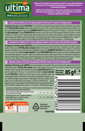 Ultima Plic - Pisică Adultă Sterilizată Fit & Delicious cu Vită în sos 85g [1]