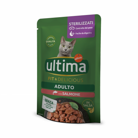 Brand Pisici - Ultima Wet - Pisică Adultă Sterilizată Fit & Delicious cu somon în sos 85g