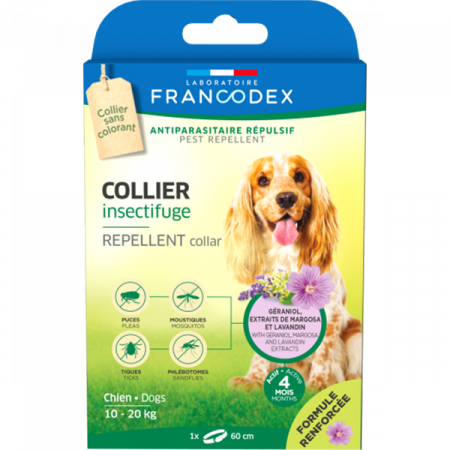 Antiparazitare Câini - Zgardă repelentă antiparazitară cu geraniol – pentru câini 10-20kg – Green Products