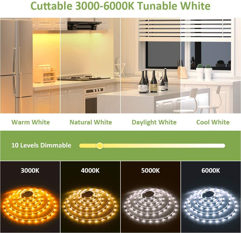 Banda LED Novostella 12m, 120 leduri m, Dimmer, Culoare Alba lumina reglabila 3000k - 6000K, Telecomanda [2]