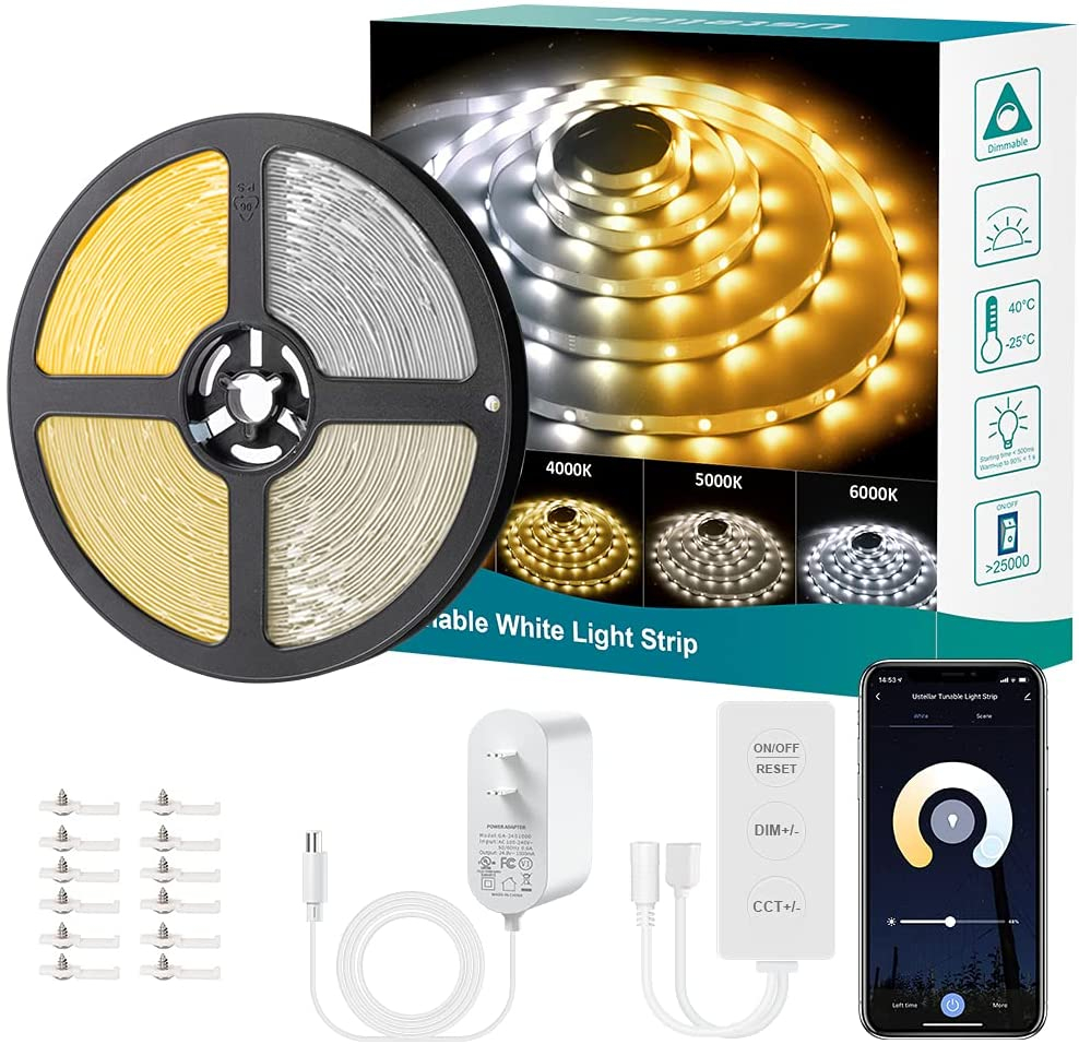 Banda LED Smart Ustellar 6m, 112 leds M, Wi-Fi, Lumina Alba calda, Dimmer, Cuoare lumina 3000K-6000K, Tuya [1]