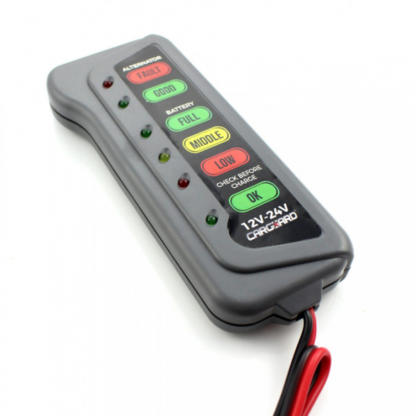 Tester pentru baterie și alternator / 12V – 24V / cu indicatori LED - Carguard [2]