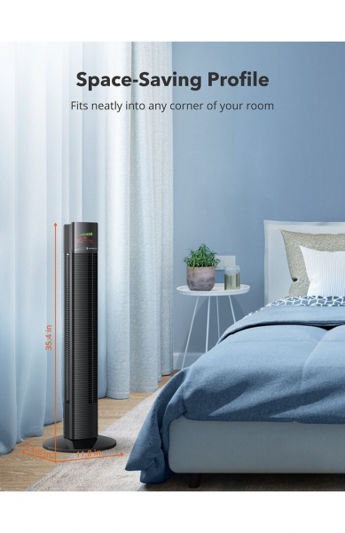 Ventilator turn TaoTronics TT-TF002, 60W, telecomanda, 3 viteze, display LED, silentios [5]