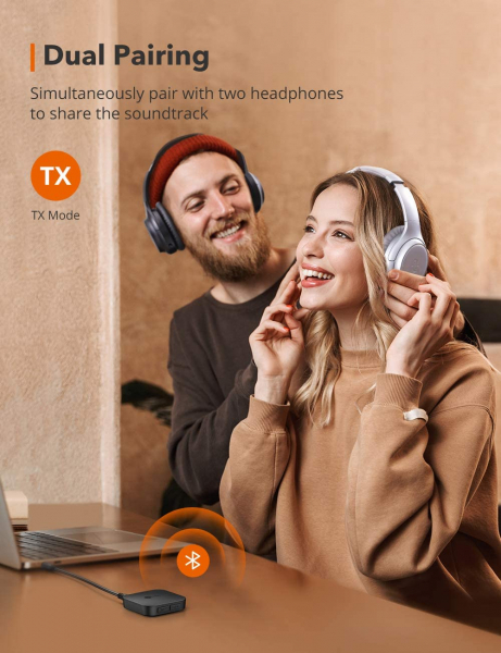 Adaptor Bluetooth Transmitator si Receptor Audio 2 in 1 TaoTronics TT-BA08, Bluetooth 5.0, conectare 2 casti simultan [4]