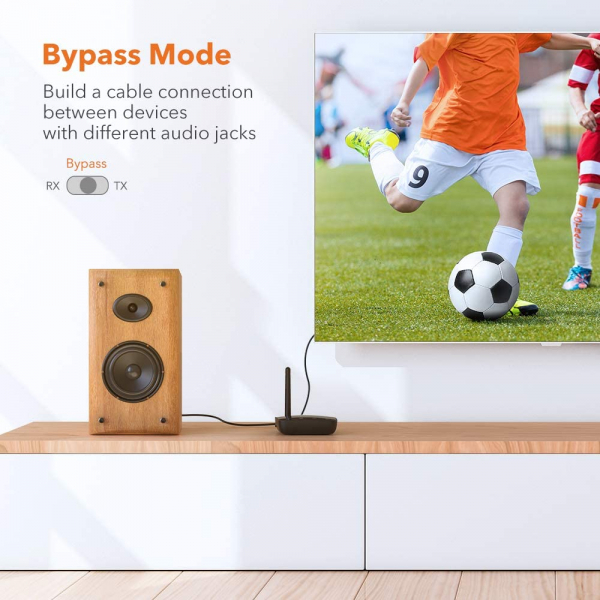 Adaptor Bluetooth Transmitator si Receptor Audio TaoTronics TT-BA014, Bluetooth 5.0, Cablu Optic Jack 3.5mm, conectare 2 casti, aptX HD, 50m [6]