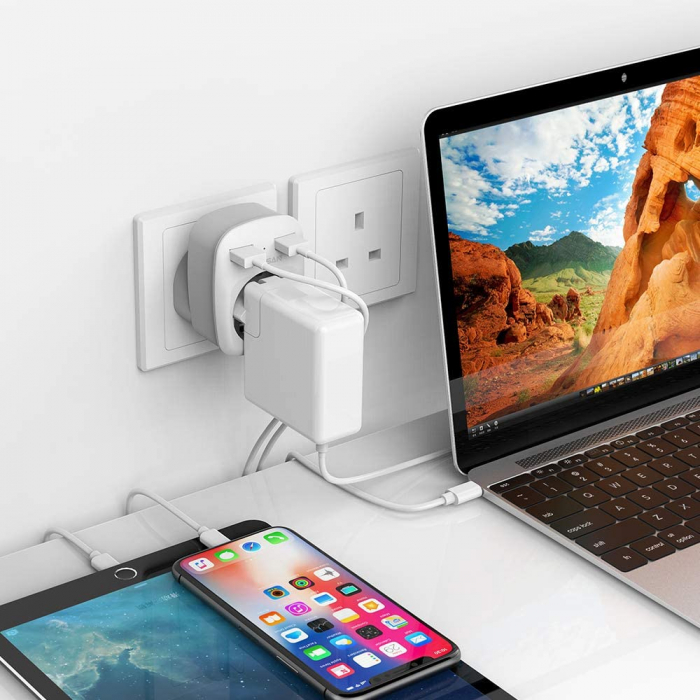 Adaptor priza de calatorie Europe to UK Tessan TS-611, EU - UK, 2xUSB - 2,4A, 10A [3]