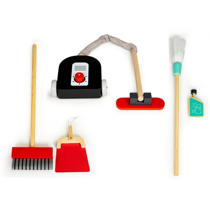 Antemergator din lemn XXL cu aspirator si elemente pentru curatenie Ecotoys 4404 [7]