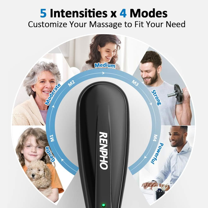 Aparat de masaj Renpho EM2018C, Spate, Gat, Sold, Picioare, Talpi, 4 moduri 5 viteze, 5 capete [2]