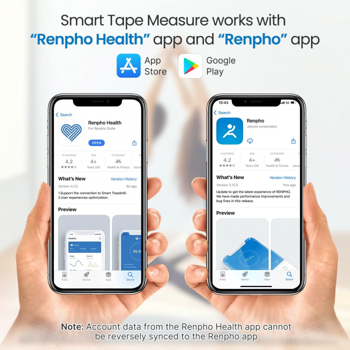 Aparat de masurat inteligent pentru circumferinta corpului Renpho, banda de masurare Bluetooth pentru masurarea dimensiunilor corpului [5]