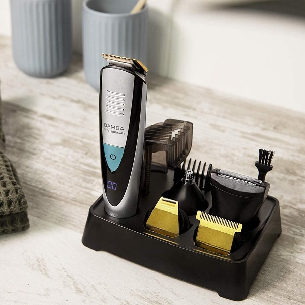 Aparat de tuns multifunctional 5in 1 Cecotec 4220 pentru Cap, Barba, Nas, Urechii si Corporal, Wireless, Baterie Litiu 500mAh, Autonomie 60min, Afisaj Digital, Baza de incarcare, Negru [2]
