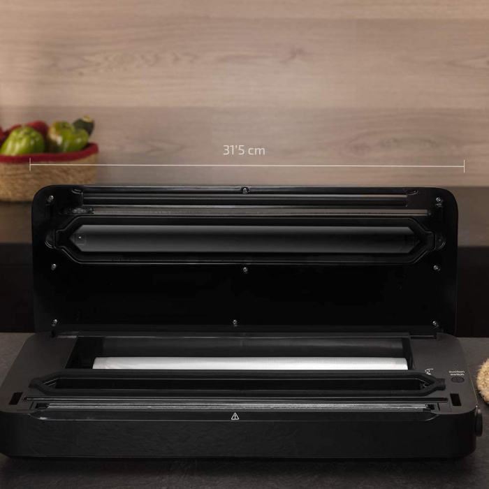 Aparat de vidat si sigilat alimente Cecotec 140 SteelCut, putere 140 W, latime 31.5 cm,Taiere folie, vidare umeda uscata, vidare caserole, rola pungi inclusa [6]