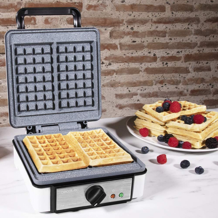 Aparat pentru preparat vafe gofre Cecotec Fun Gofrestone Double, 1200W, Termostat ajustabil, Invelis antiaderent [6]