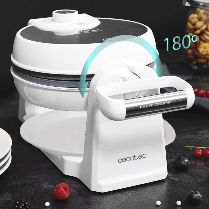 Aparat pentru preparat vafe gofre Cecotec Fun Gofrestone Sphere 1000W, functie rotire [2]