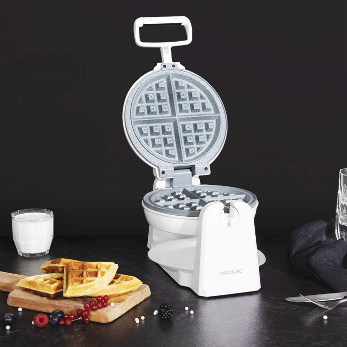 Aparat pentru preparat vafe gofre Cecotec Fun Gofrestone Sphere 1000W, functie rotire [7]