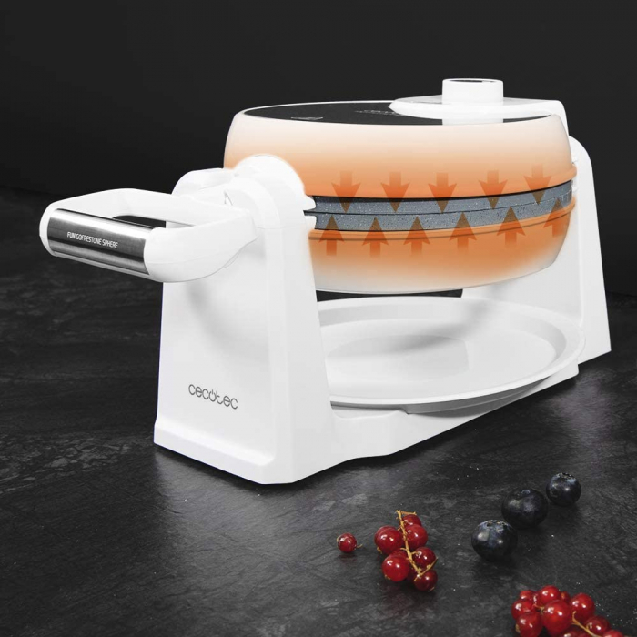 Aparat pentru preparat vafe gofre Cecotec Fun Gofrestone Sphere 1000W, functie rotire [4]