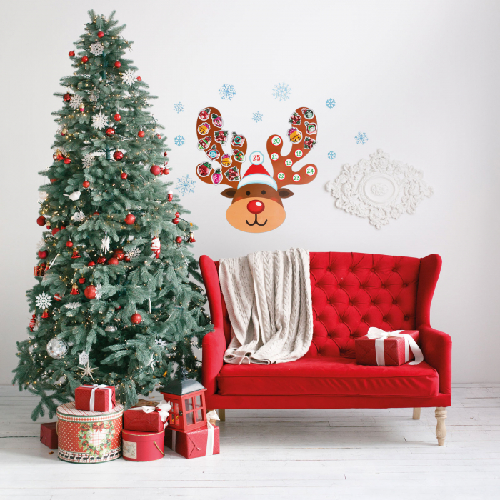 Autocolant de perete, de Crăciun - calendar de advent - model ren [2]