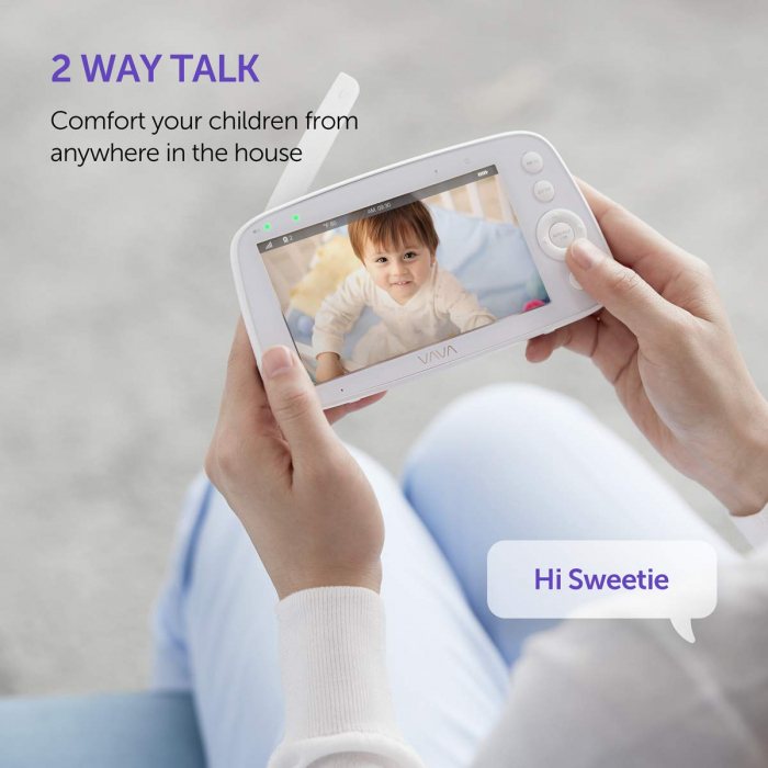 Baby Monitor Video pentru bebelusi VAVA VA-IH006, Display 5 inch, Raza 300 m, 720P, Night Vision, Alarma, Temperatura, Unghi larg, Zomm, Control directional [2]