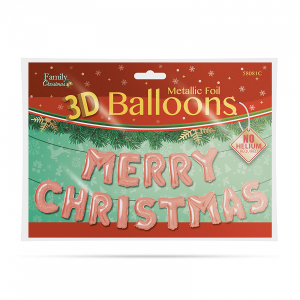 Balon de Crăciun \"Merry Christmas” - auriu rosé [2]